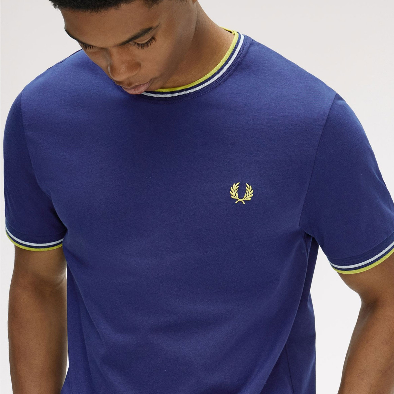 Fred Perry M1588 Mod Twin Tipped T-Shirt in French Navy/Dusky Blue