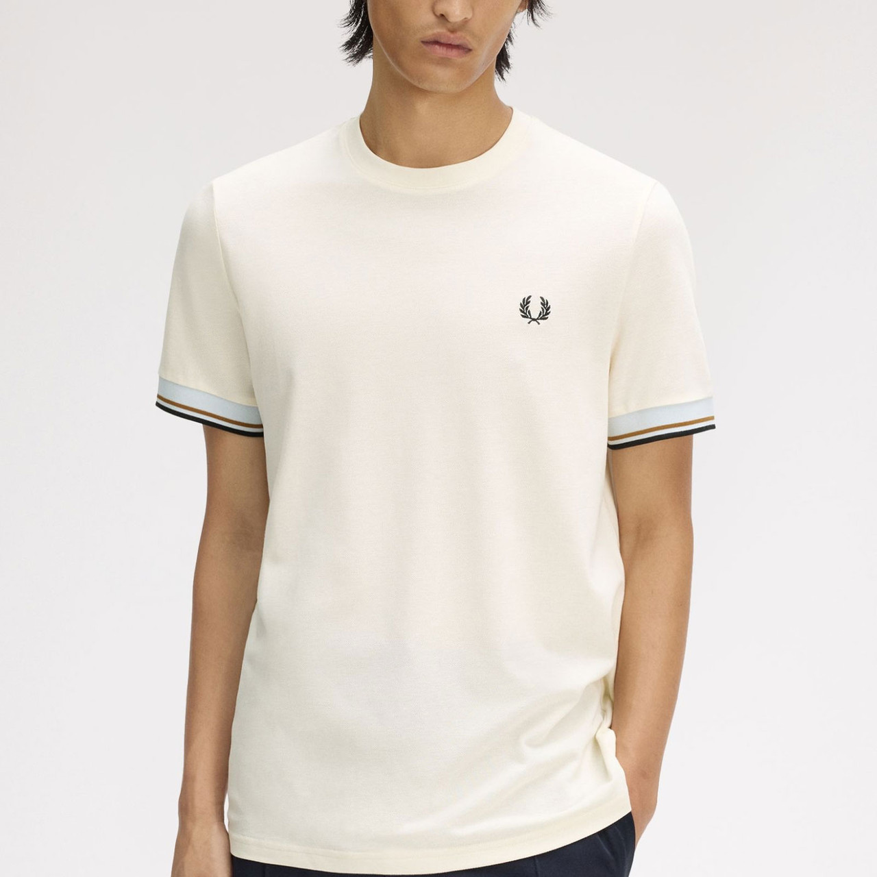 Fred Perry Retro Twin Tipped Cuff Pique T-shirt in Ecru