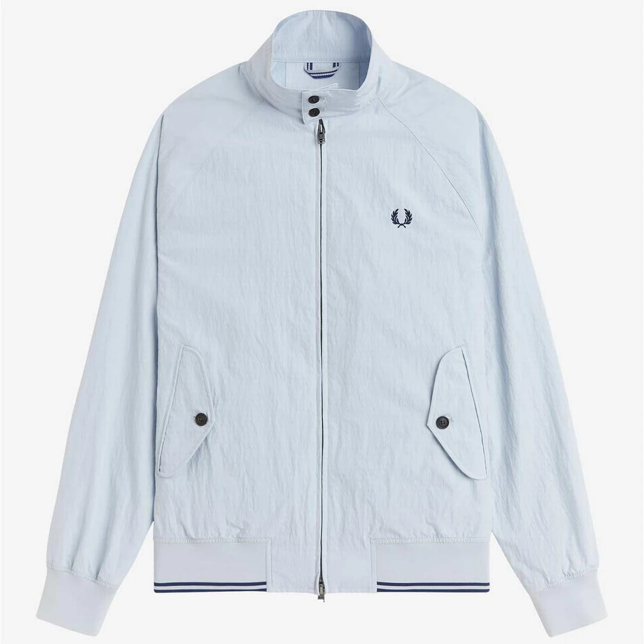 Fred Perry Retro Mod Crinkle Harrington Jacket in Dusky Blue