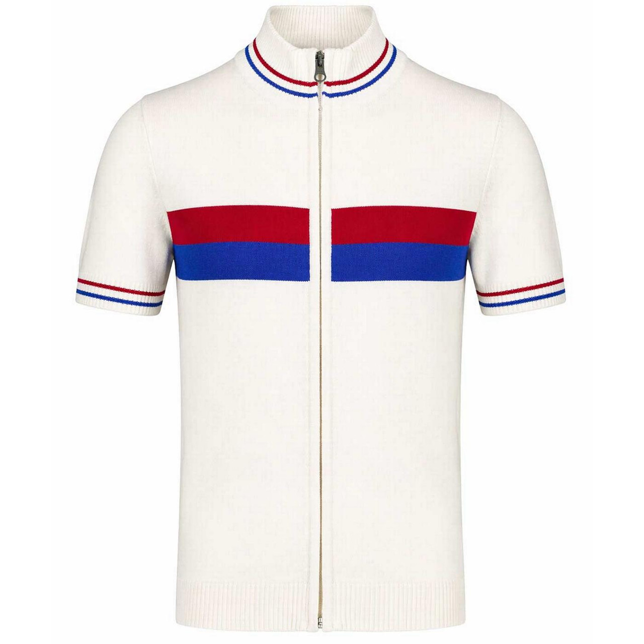 Madcap England Sanremo Men's Mod Zip Through Cycling Top in Snow White