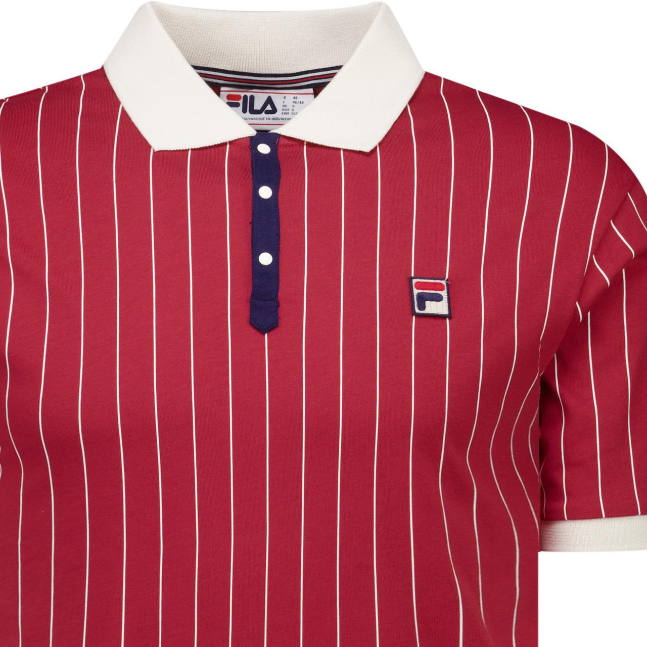 Fila Vintage BB1 Pin-Stripe Borg Polo Shirt in Garnet Red