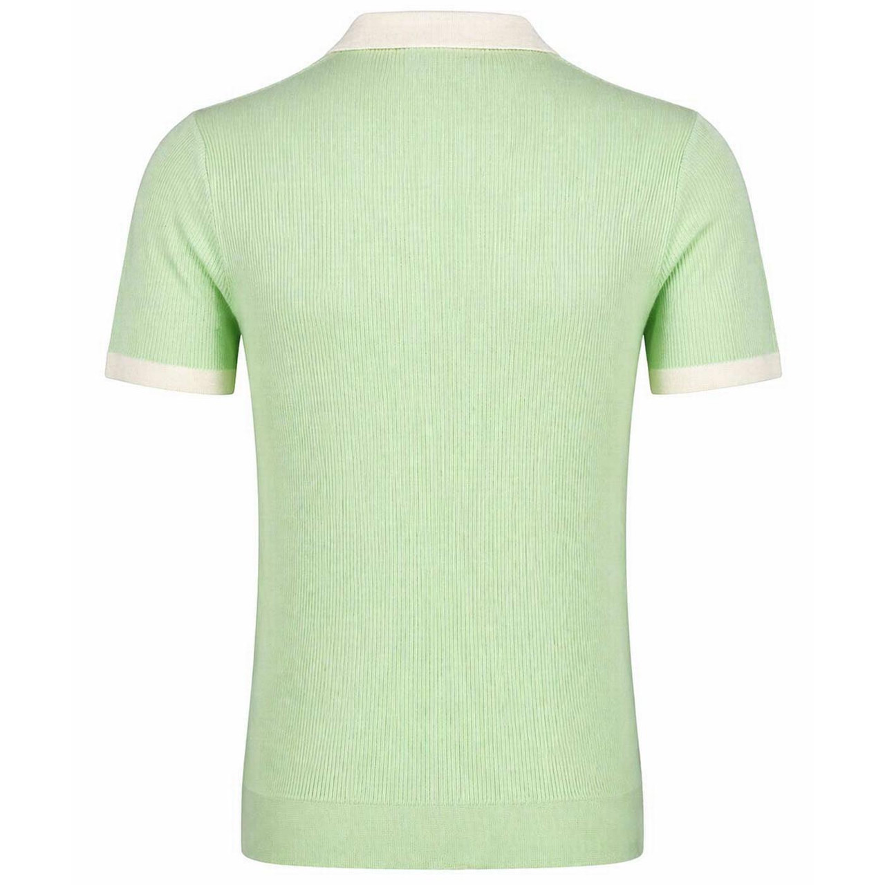 Madcap England Cabana Retro 50s Ribbed Knit Skipper Neck Polo in