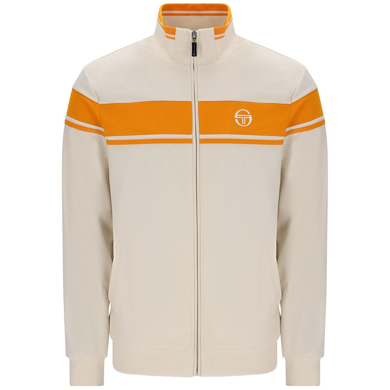 Sergio Tacchini Damarindo 80s Stripe Track Top in Sandshell/Orange