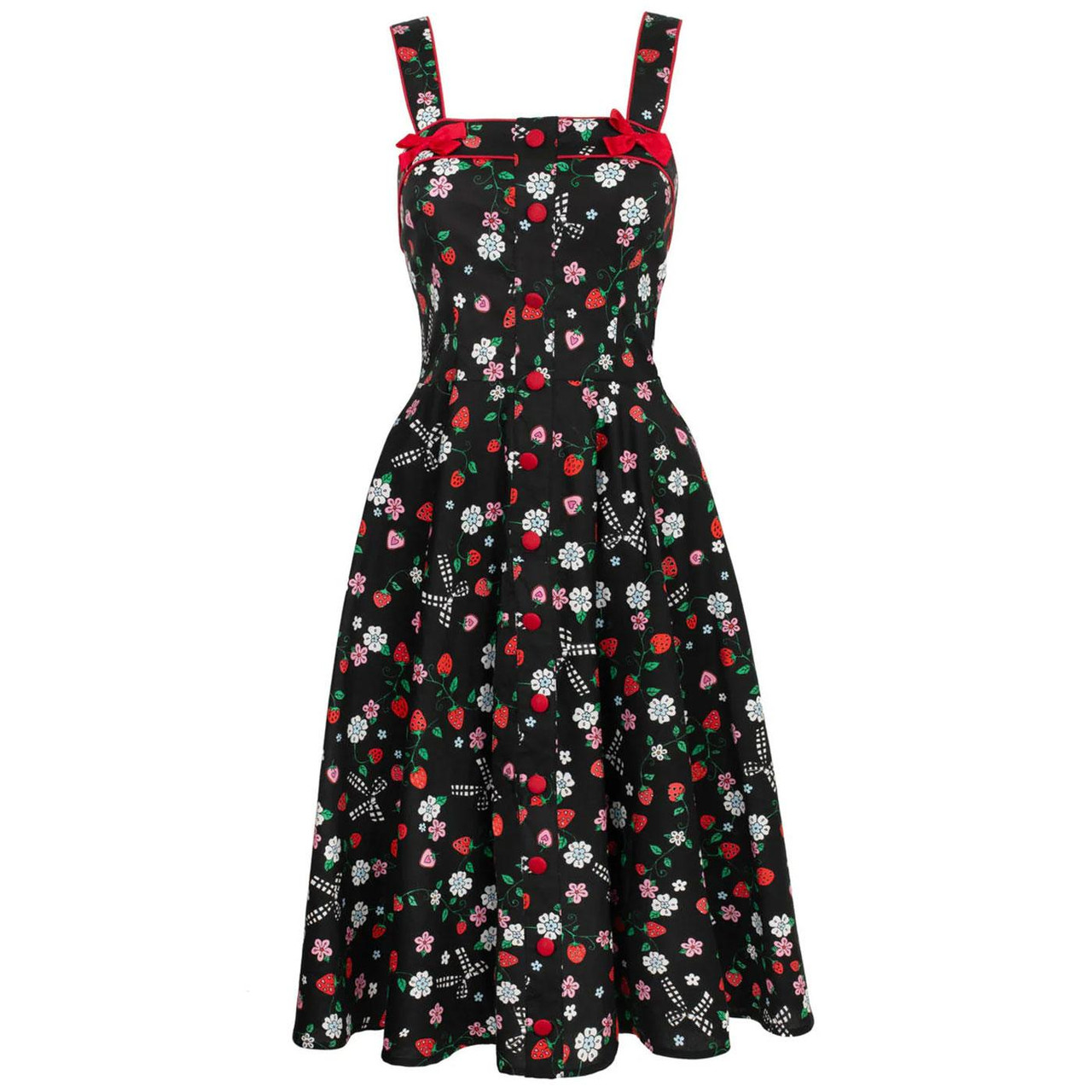 strapless open back dress Vanity Dress in Red/Black by Hell Bunny – Lemonie Boutique