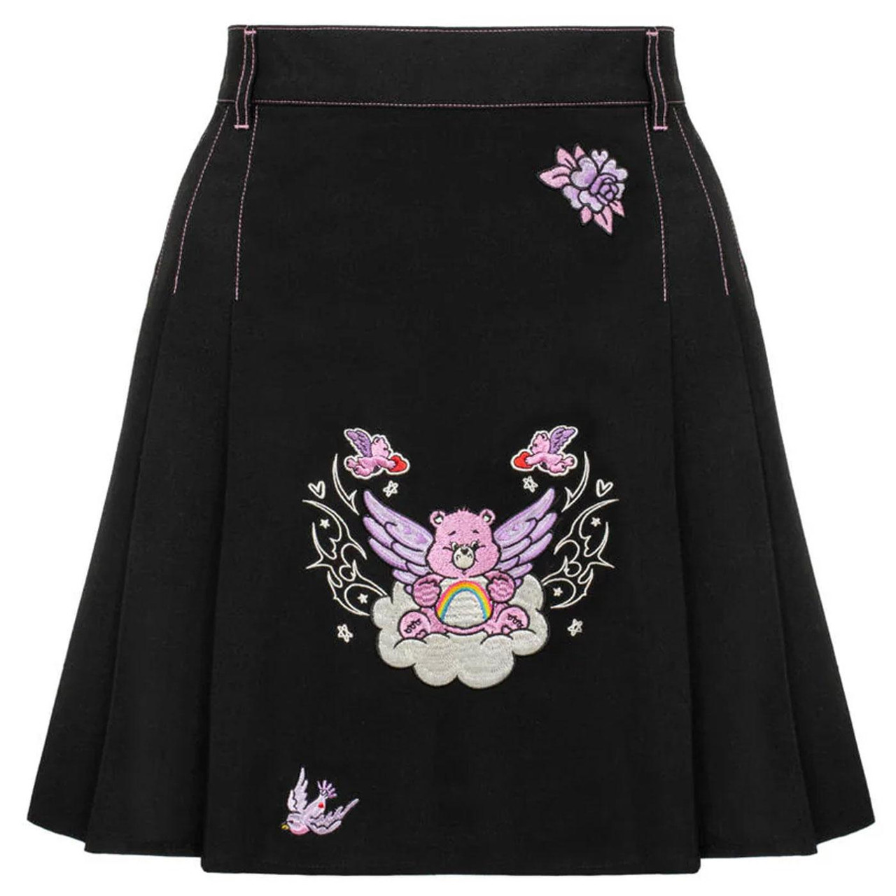 Hell Bunny x Care Bears Cheer Bear Mini Skirt in Black
