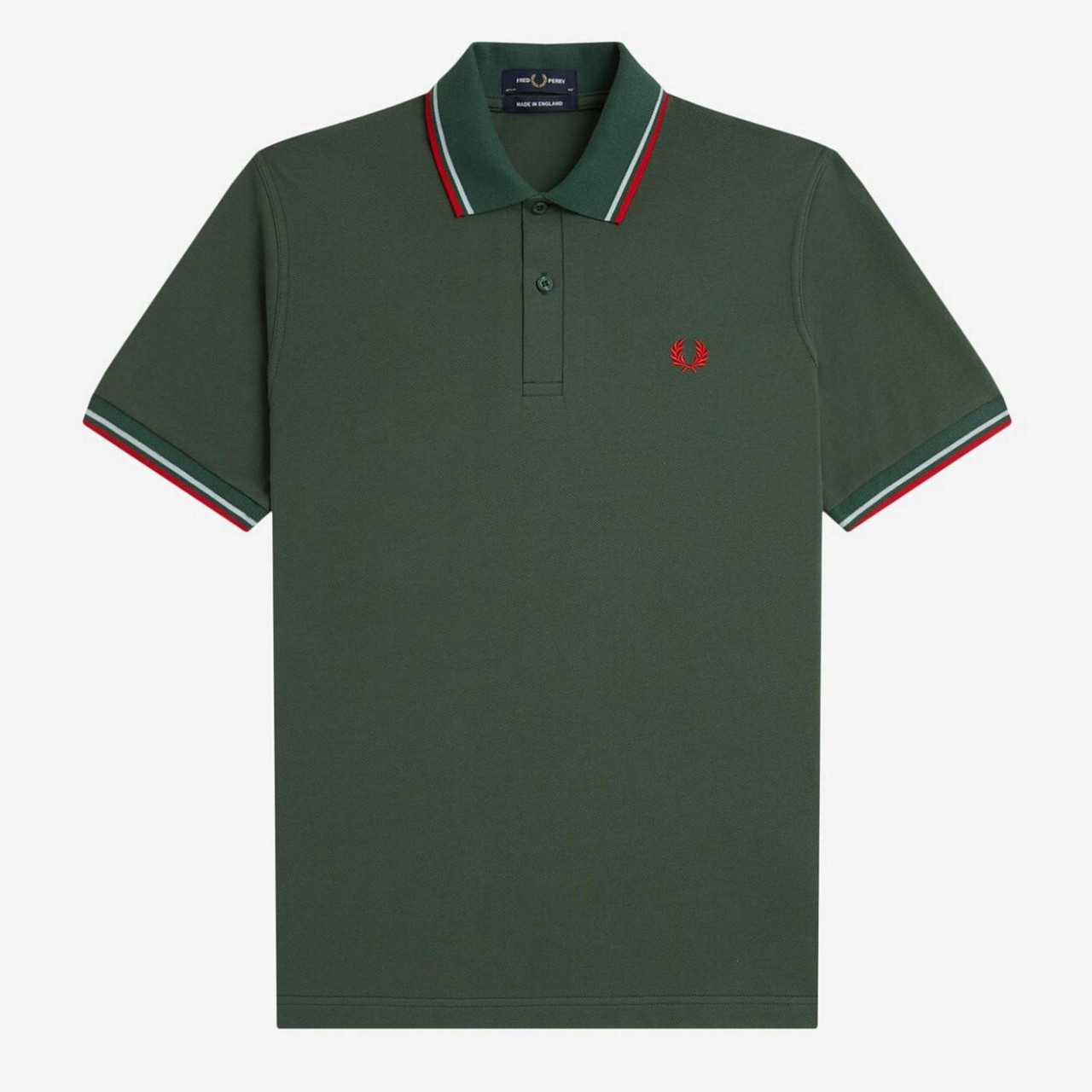 FRED PERRY M12 Made in England Twin Tipped Polo Shirt - Tartan Green FRED PERRY M12 Made in England Twin Tipped Polo Shirt - Tartan Green