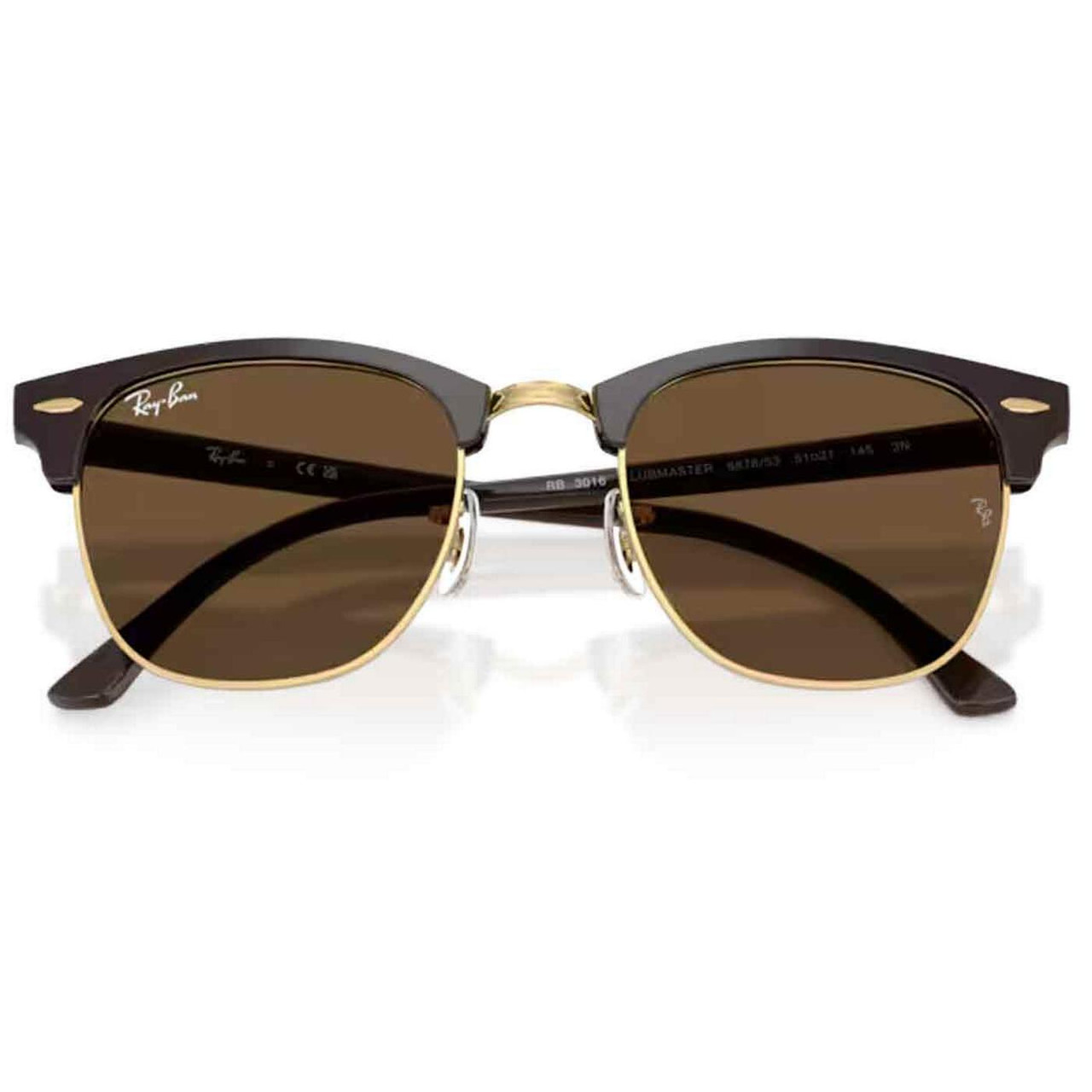 RAYBAN CLUBMASTER ブラウン Ray-Ban Clubmaster Retro Mod Browline Sunglasses in Gold/Brown