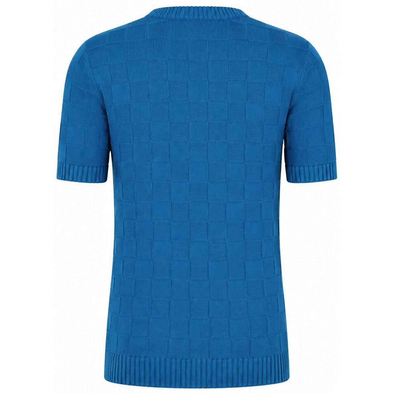 Madcap England Hemingway Mod 50s Tonal Check Knit T-shirt in Blue