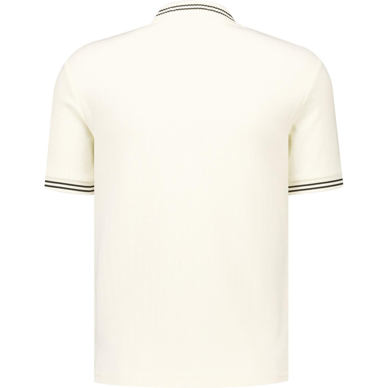 Fred Perry Ribbed Knitted Shirt ホワイト 襟付き Fred Perry Twin Tipped Ribbed Jersey T-shirt in Ecru