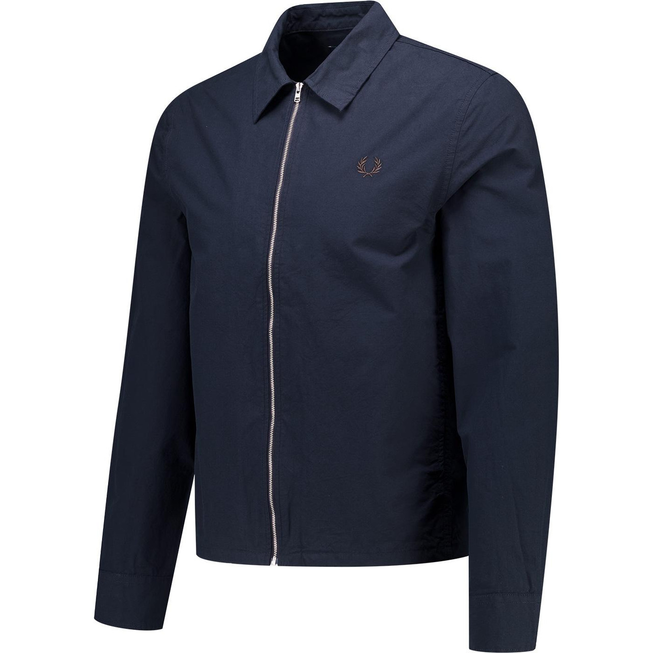 Fred Perry Retro Zip Through Poplin Overshirt in Navy