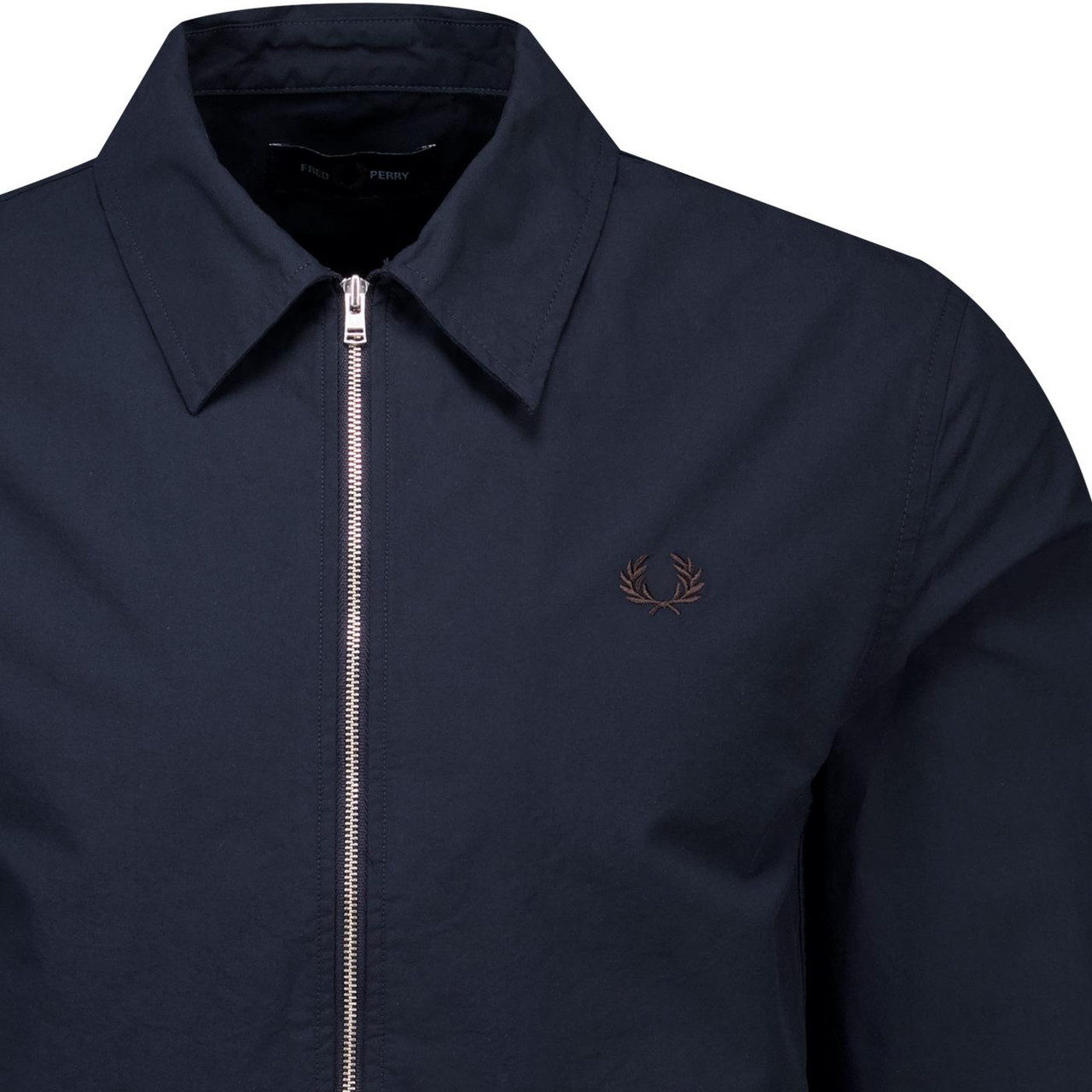 Fred Perry Retro Zip Through Poplin Overshirt in Navy