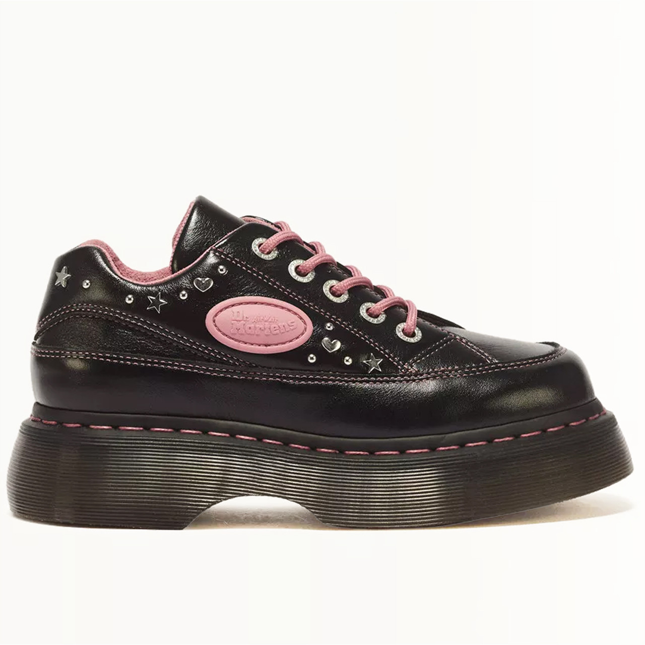 Dr. Martens Buzz 5 Eye Hearts & Stars Boots Black Gloss Leather