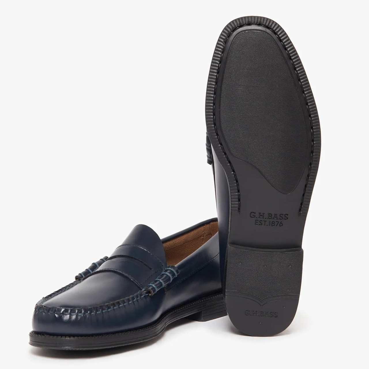 Bass Weejuns Easy Larson Flag Penny Loafers in Navy Leather