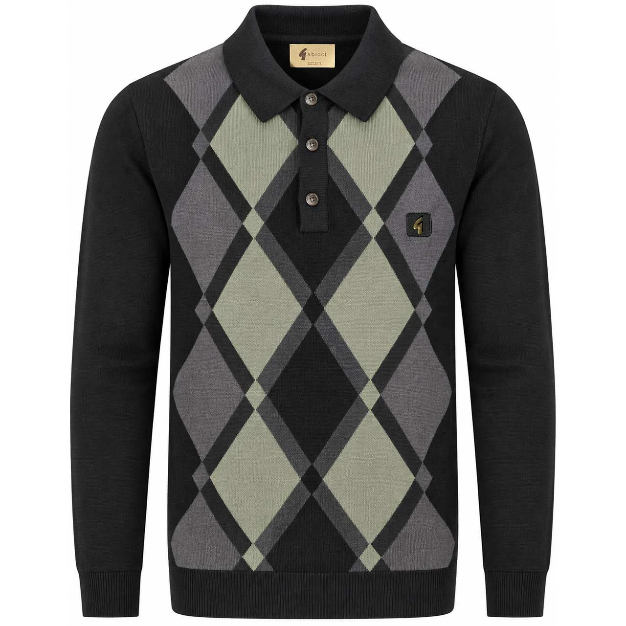 [Gabicci Vintage Bond Argyle Knitted Polo]