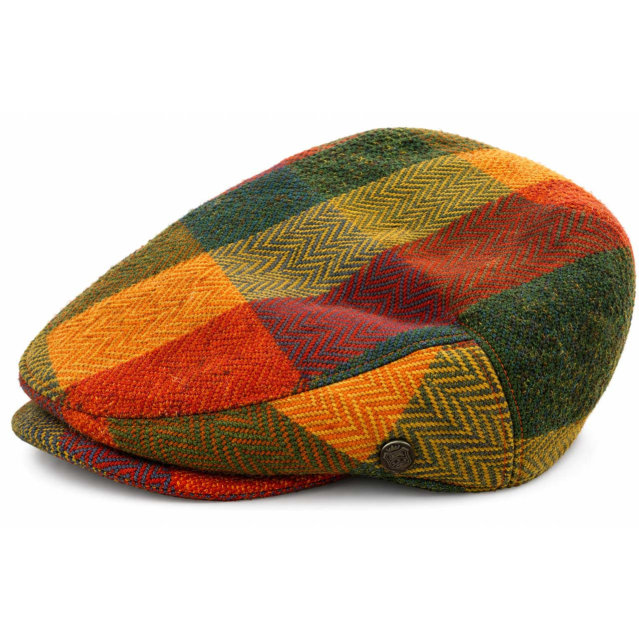 goodenough ×alpha× Harris Tweed MA1 Failsworth Stornoway Harris Tweed Herringbone Check Flat Cap Rust