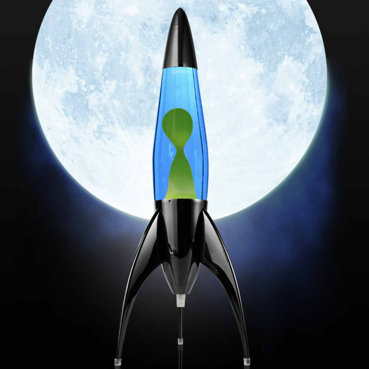 Mathmos Telstar Retro 60s Black Rocket Lava Lamp in Blue/Green