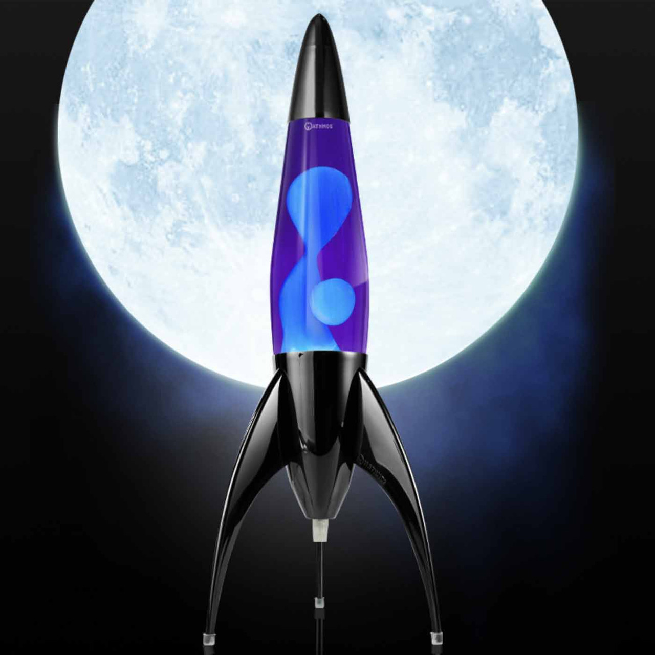 Mathmos Telstar Retro 60s Black Rocket Lava Lamp in Violet/Turquoise