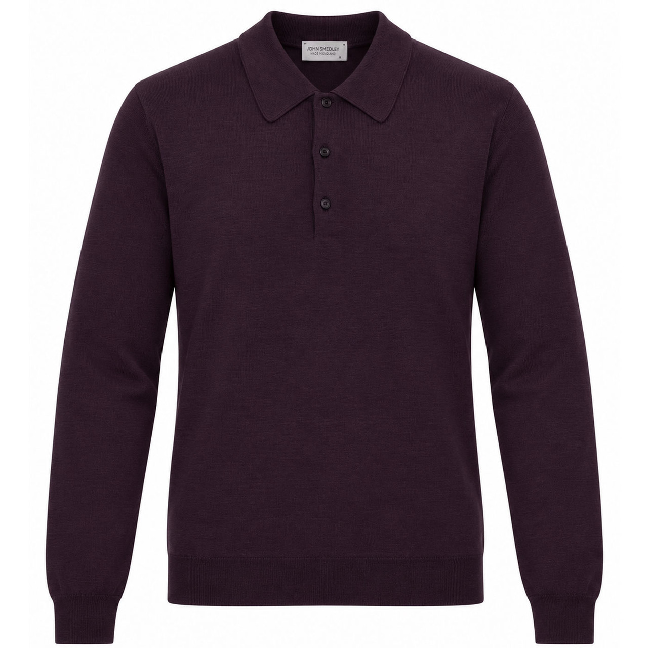 JOHN SMEDLEY ニットポロ John Smedley Caverhill Merino Wool Knitted Polo in Velvet Plum