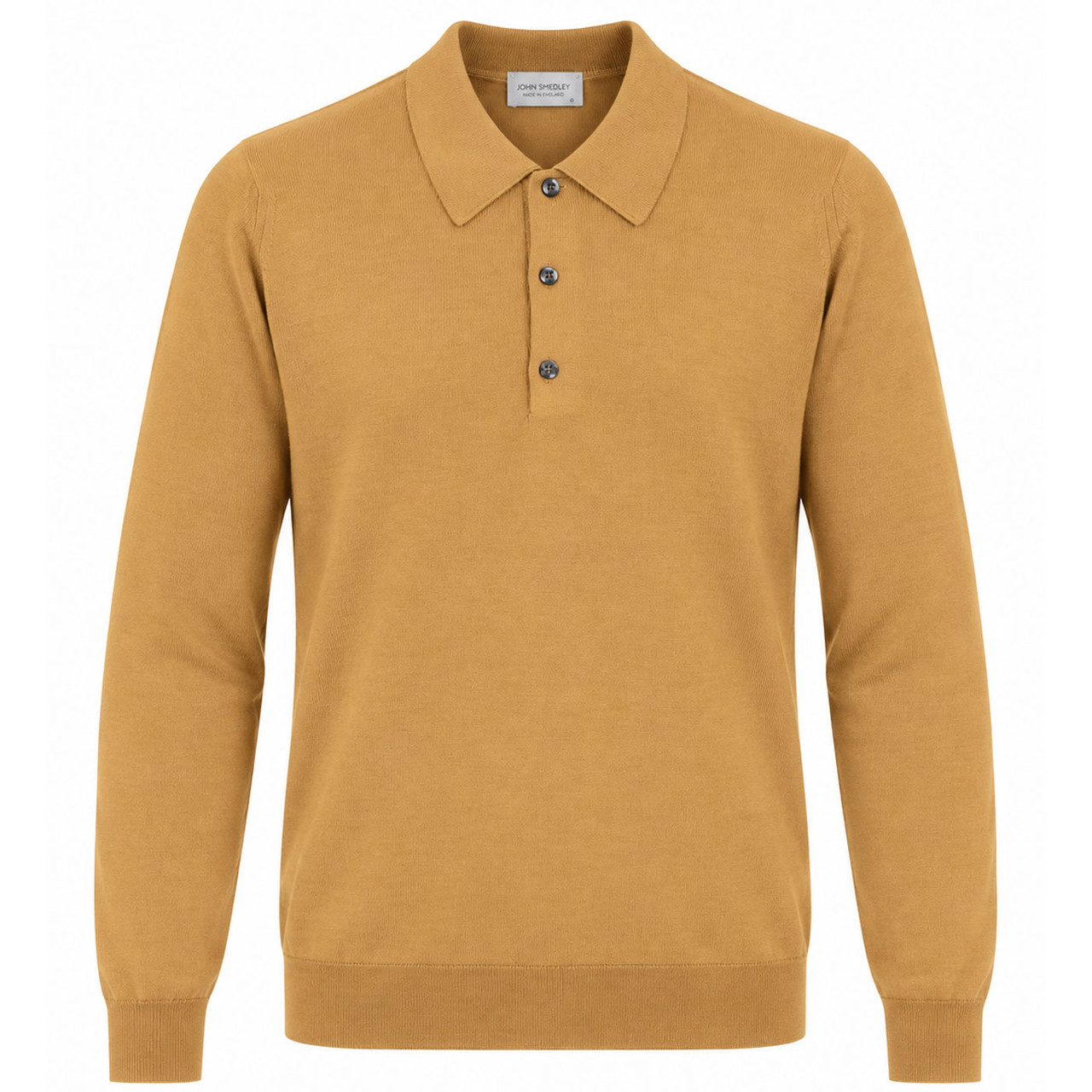 John Smedley Caverhill Extra Fine Merino Polo in Yellow Lustre