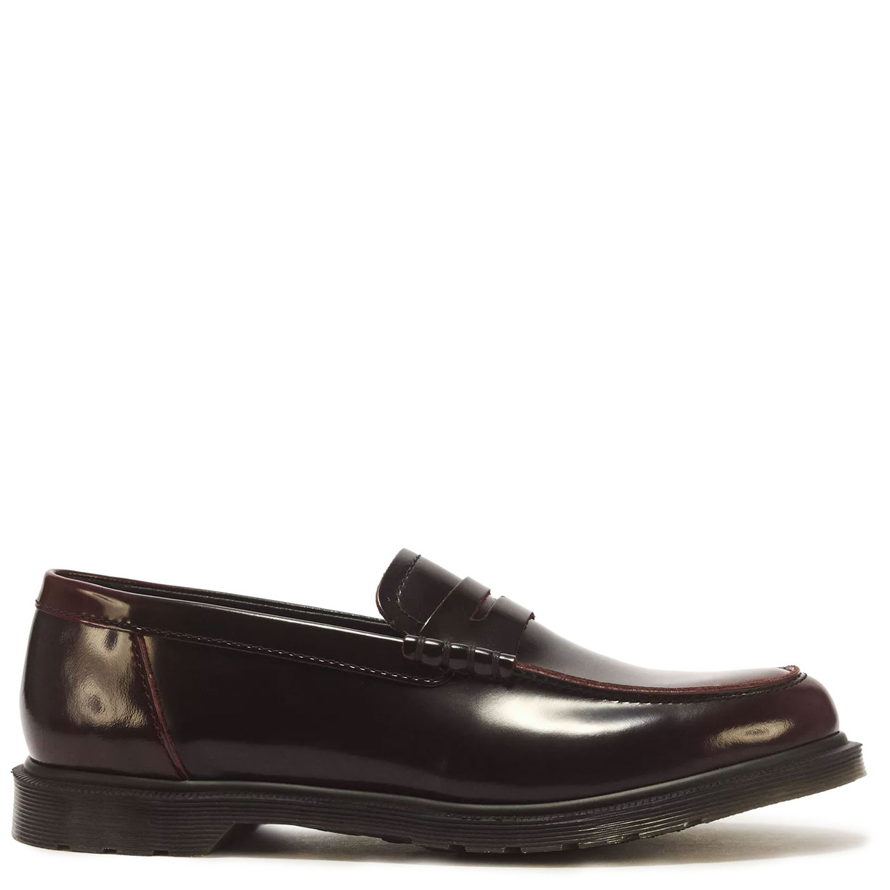 Dr. Martens Mayfare Rub Off Leather Penny Loafers in Cherry Red