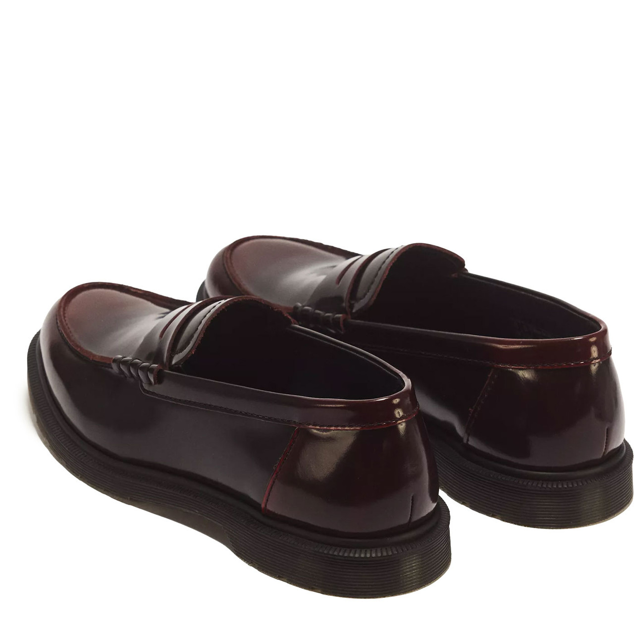 Dr. Martens Mayfare Rub Off Leather Penny Loafers in Cherry Red