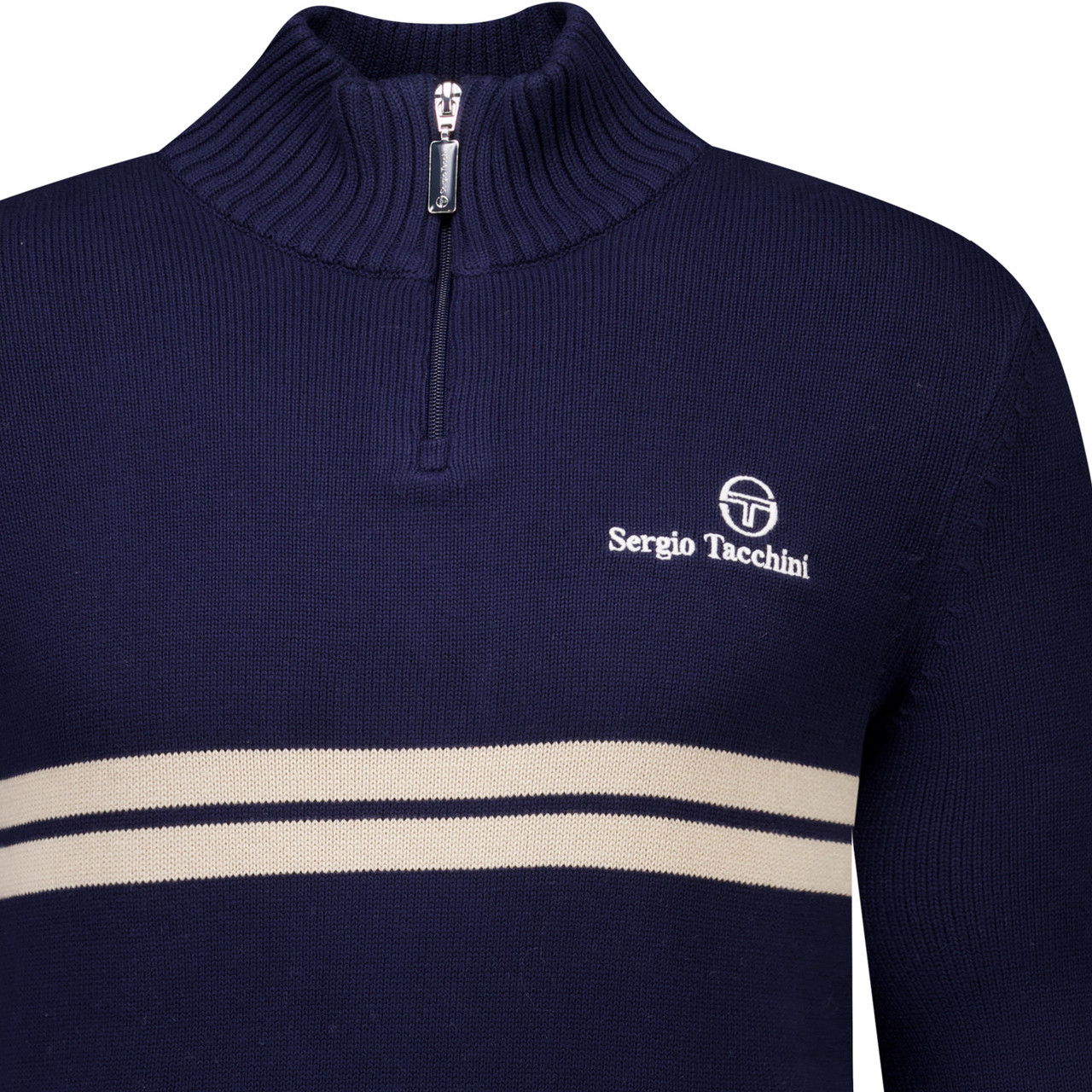 Sergio Tacchini New Dallas 1/4 Zip Knitted Jumper in Maritime Blue