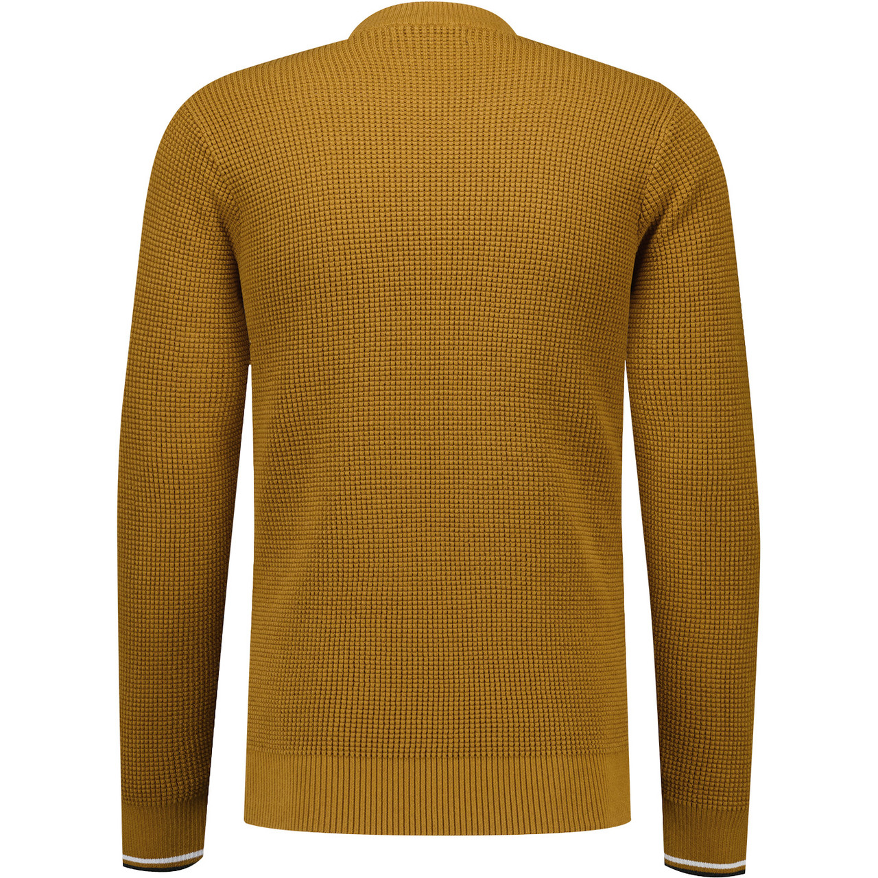 Fred Perry Men's Waffle Stitch Crew Neck Jumper in Dark Caramel
