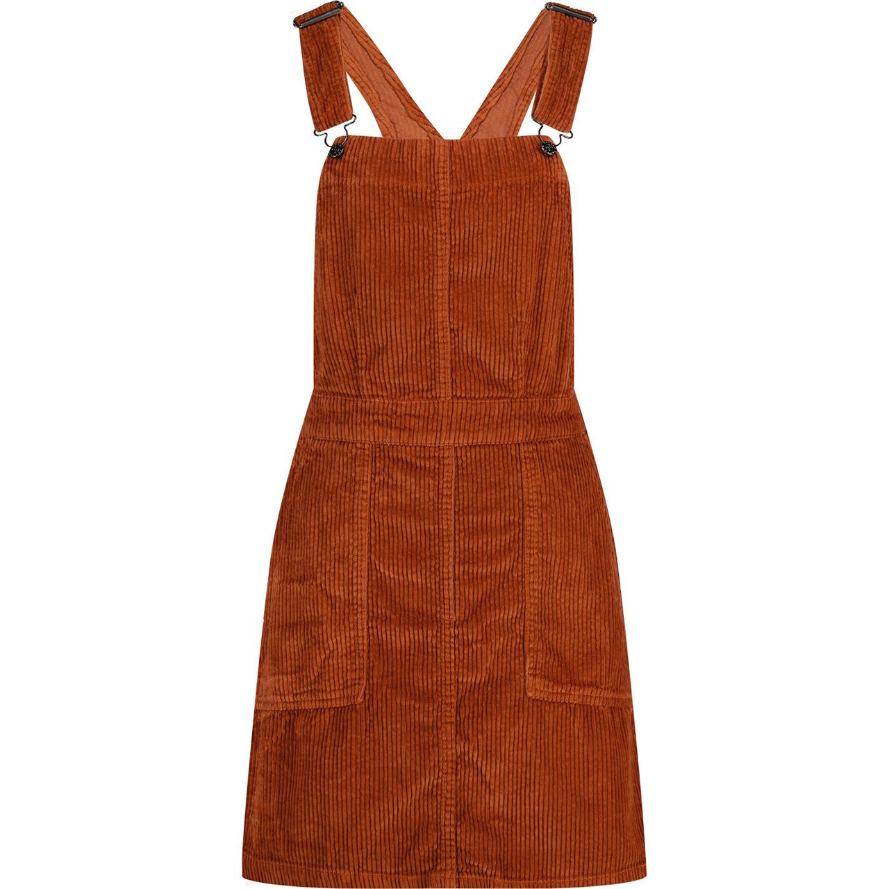 brown cord pinafore dress Tiered Corduroy Pinafore Dress & Blouse (Brown) – Megoosta Fashion main image 0