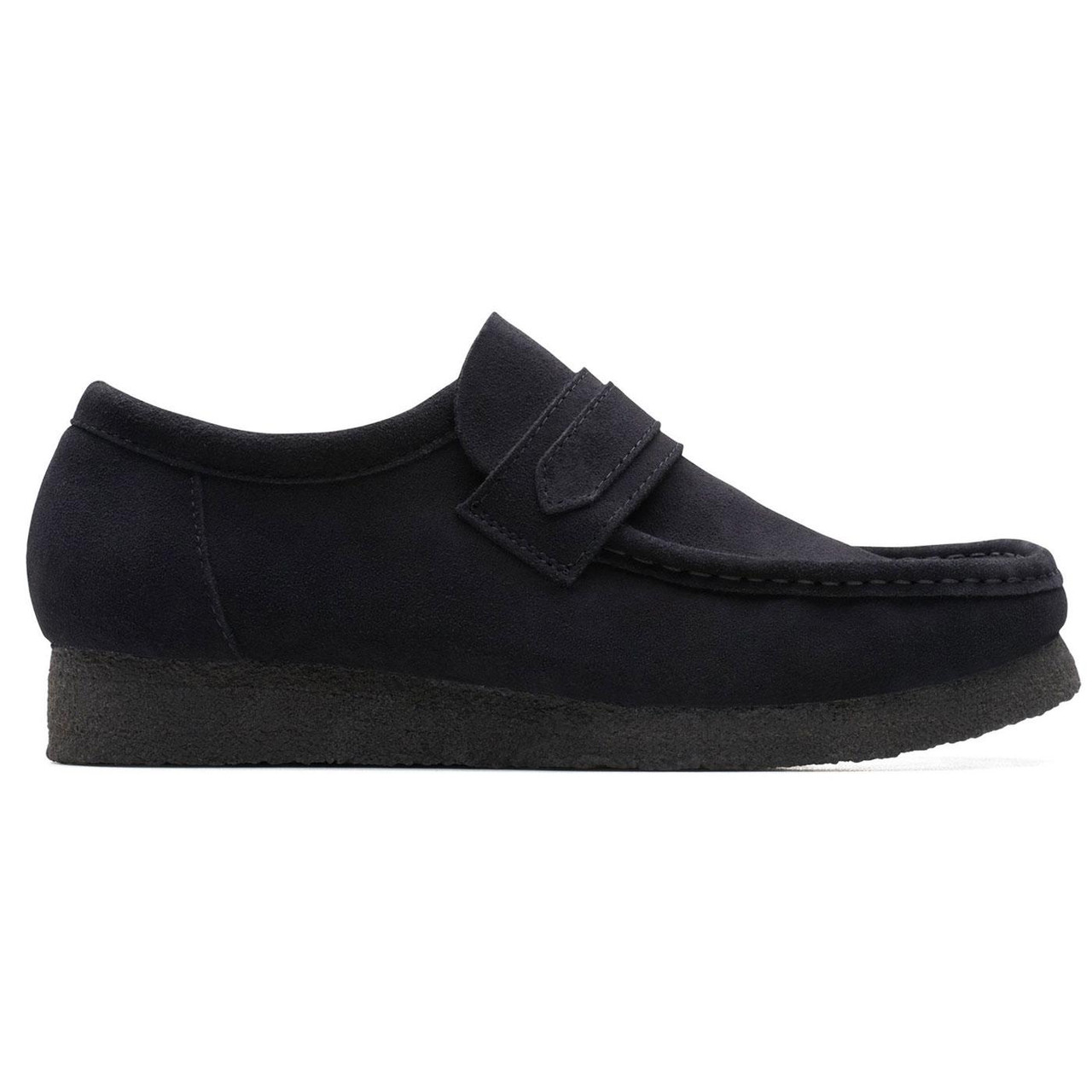 Clarks Originals Wallabee Loafer Retro Shoes in Black Suede