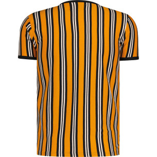 thumbnail interactive-video image 1 of Madcap England Men's Retro 70s Taped Stripe T-Shirt - Green, Slim Fit, Short Sleeve 1 of 5