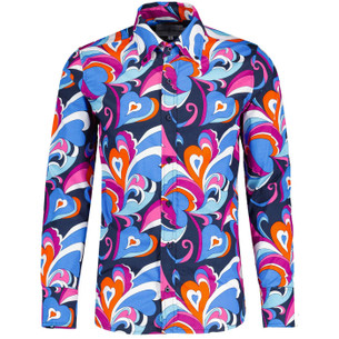 Rock-a-Hula Madcap England 70s LS Rayon Palm Shirt