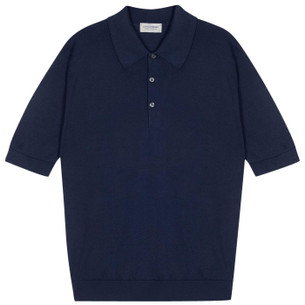 John Smedley Noah Skipper Neck Polo Made in England Beige Musk