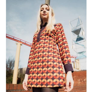 Juliet MADCAP Retro 70s Dagger Collar Zip Shirt N