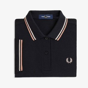 Fred Perry Women's Chequerboard Knit Polo in Black/Champagne