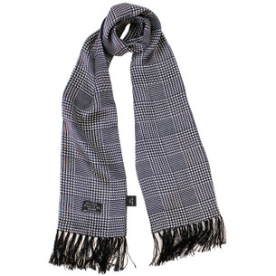 Tootal Blue Oval Geo Fringed Retro Mod Rayon Scarf