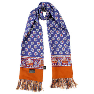 60's TOOTAL SCARFストール　MODS blues dress Tootal Navy & Gold Paisley Retro Mod Silk Scarf