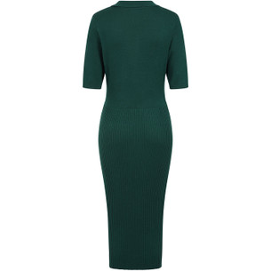 green emerald velvet dress Emerald Green Wide V Neck 3/4 Sleeve Belted Bodycon Pencil Dress – Pretty  Kitty Fashion main image 1
