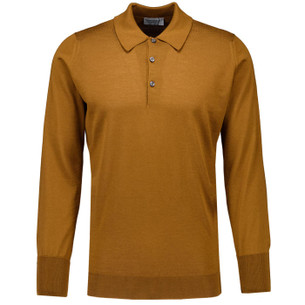 John Smedley Noah Skipper Neck Polo Made in England Beige Musk