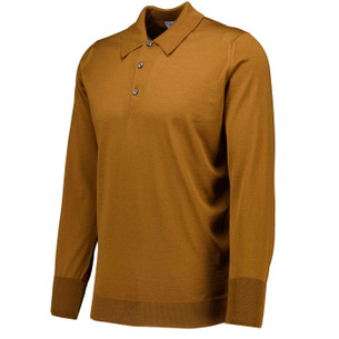 John Smedley Noah Skipper Neck Polo Made in England Beige Musk