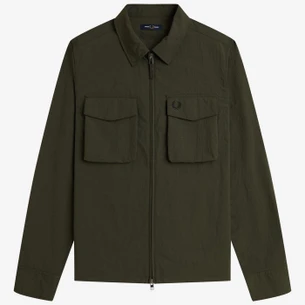 Fred Perry Twill Zip Through Overshirt in Warm Oat