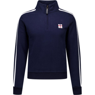 Trojan Retro Mod Gingham Check Jacquard Polo Top Navy