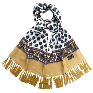 Tootal Mellow Yellow Medallion Fringed Rayon Scarf