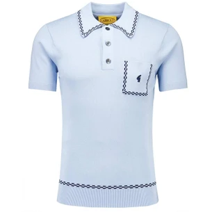 Lyle & Scott Tipped Knitted Polo Shirt in Chalk Blue