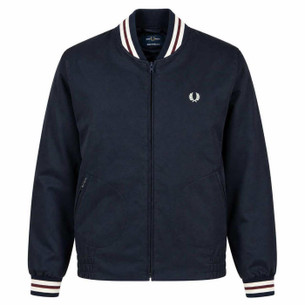 Fred Perry Mens Retro 70s Cable Sleeve Track Jacket in Navy