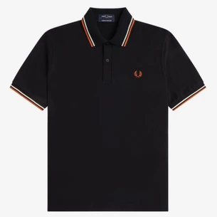 Fred Perry Pointelle Knit Trophy Neck Polo Shirt in Black