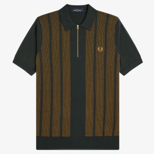 Fred Perry Retro Mod Tonic Waffle Knitted Polo Shirt in Navy