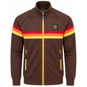 Trojan Retro 80s Chest and Sleeve Stripe Track Jacket Navy