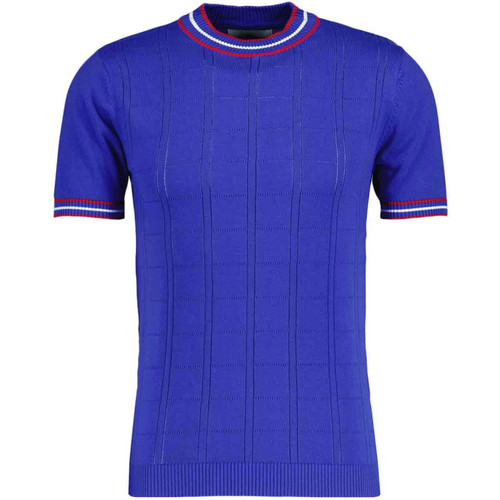 Madcap England Wilson 60s Mod Mock Turtleneck Pointelle Knit Short Sleeve Top in Police Blue MC1041 Madcap England Wilson 60s Mod Mock Turtleneck Pointelle Knit Short Sleeve Top in Police Blue MC1041