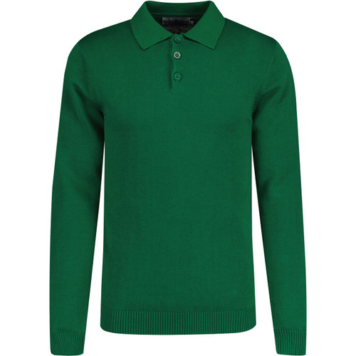 madcap england mens brando plain fine knit long sleeve polo top green