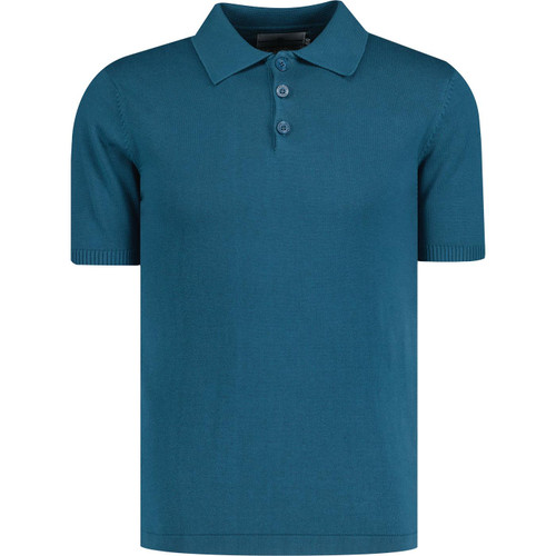 madcap england mens brando 60s mod plain knitted polo tshirt mallard blue